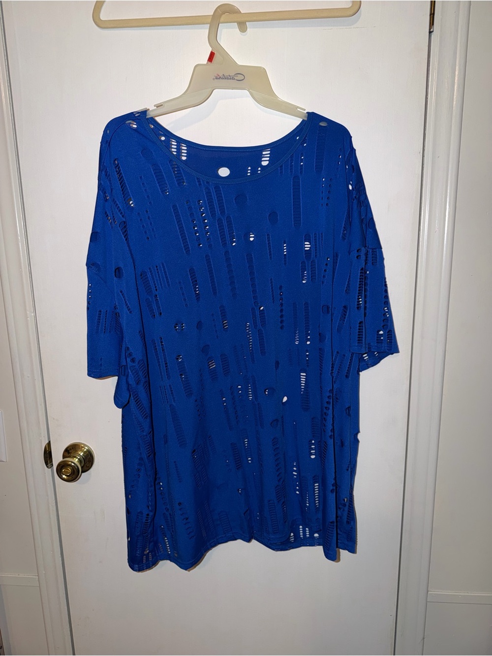 SHEIN Electric Blue Cutout Swim Cover-Up Tunic